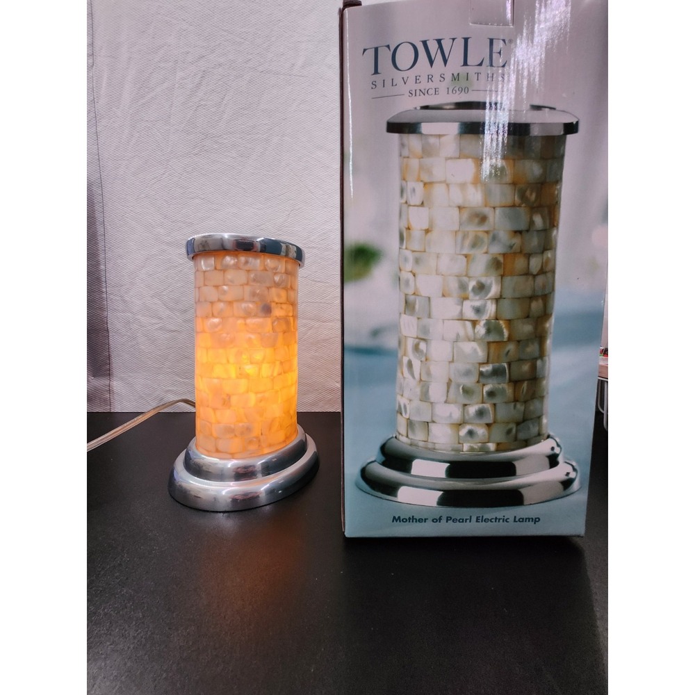 Vintage, Towle Silversmiths Table Lamp 12" Tall, Mother of Pearl New, See Detail - Picture 4 of 8